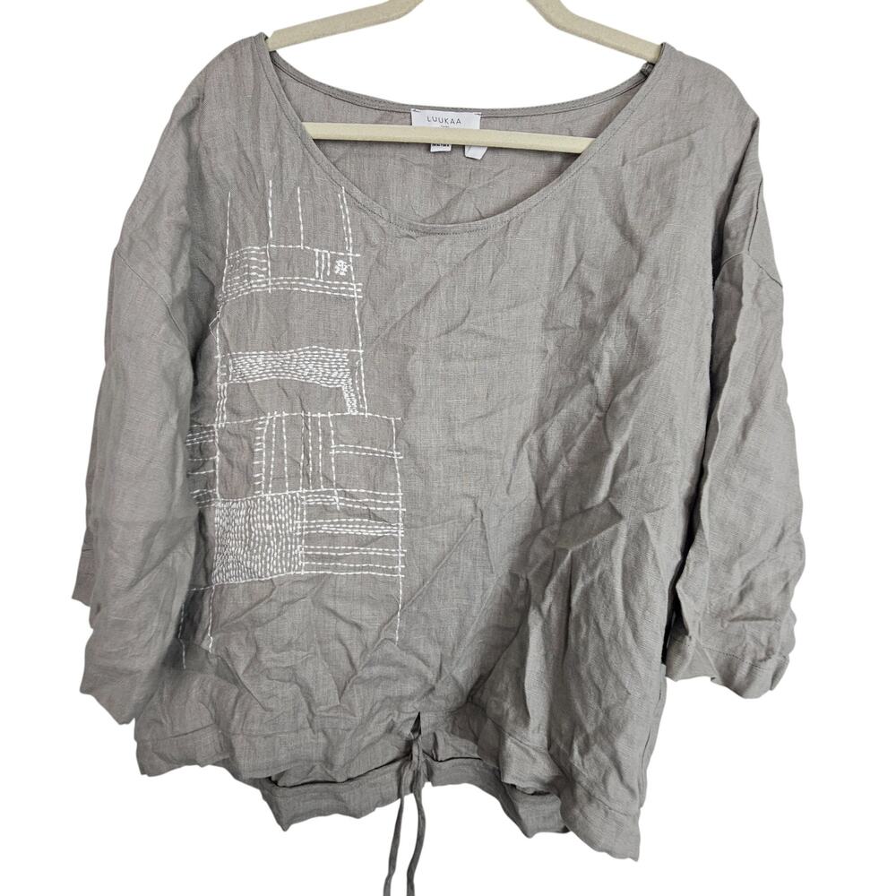 Luukaa Air Womens Linen Tunic Size 4 Lagenlook Minimalist Artsy Boho Breathable